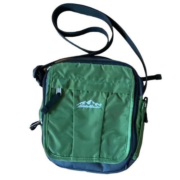 Eddie Bauer Expedition Small Travel Guide Bag/Crossbody Green & Black Unisex - Picture 1 of 16